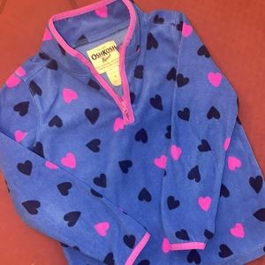 Oshkosh Bibosh zip up sweater blue with hearts size 6 girls